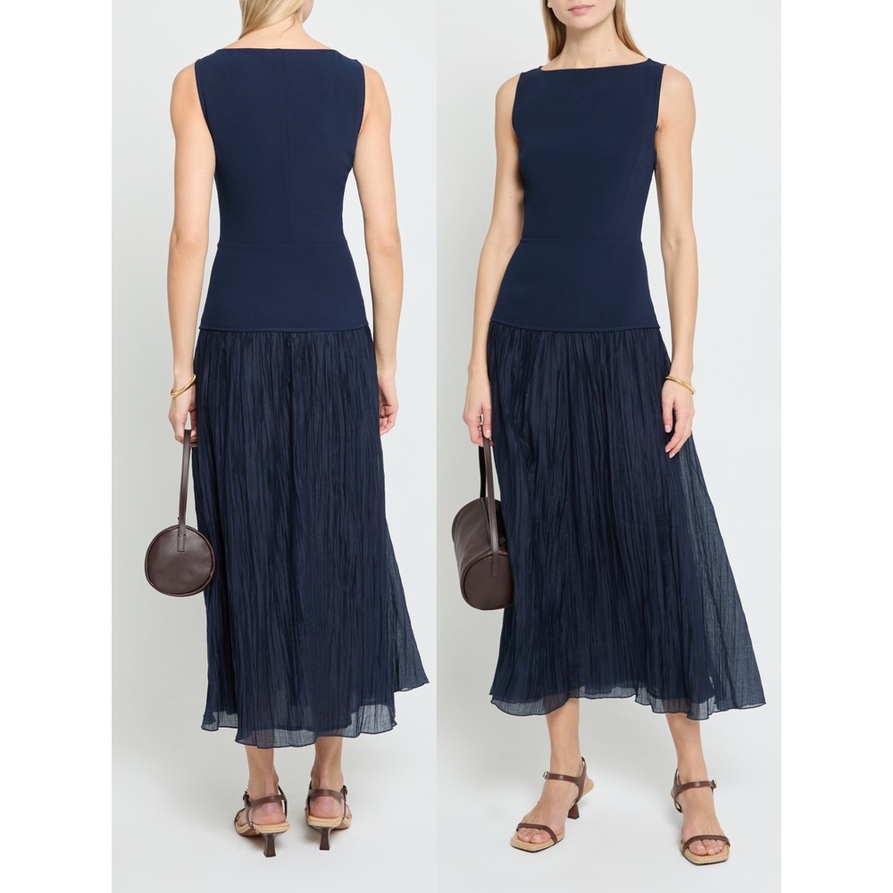 NWT Kourt Erin Sleeveless Drop Waist Midi Dress in Navy - Size 6